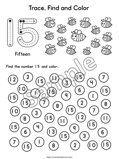 Number Recognition Worksheets 1-20 Printable | Preschool & Kindergarten Find and Color Number Activity, WWF559