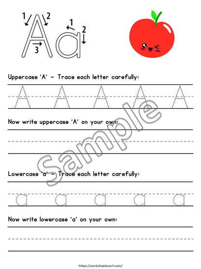 Alphabet Tracing Worksheets A-Z Printable | Preschool & Kindergarten Handwriting Practice PDF, WWF561
