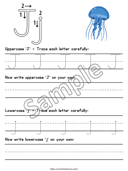 Alphabet Tracing Worksheets A-Z Printable | Preschool & Kindergarten Handwriting Practice PDF, WWF561