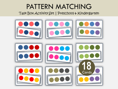 Pattern Matching Cards Printable | Preschool & Kindergarten Task Box Activity | PDF, WWF563