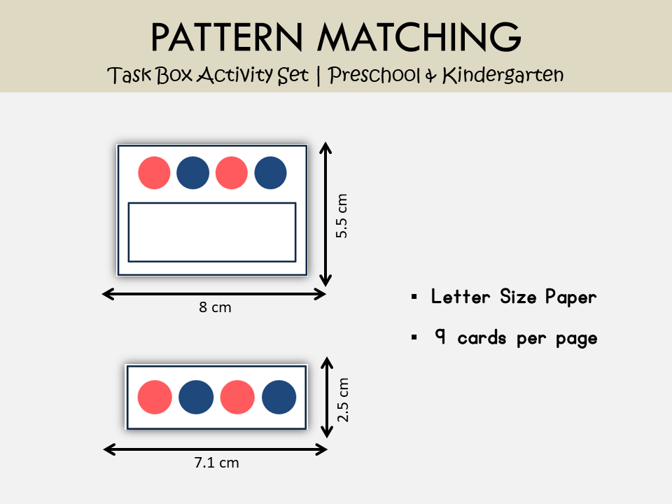 Pattern Matching Cards Printable | Preschool & Kindergarten Task Box Activity | PDF, WWF563