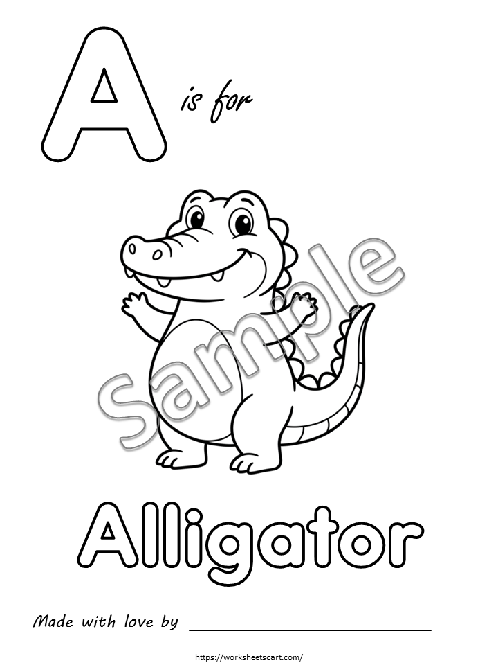 ABC Baby Shower Coloring Book Printable | Animal Alphabet Coloring Pages PDF | Baby Shower Activity Game, WWF565