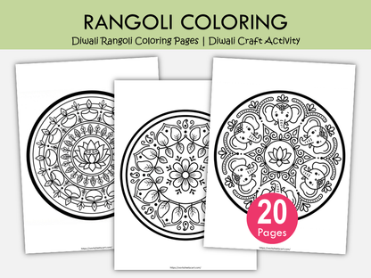 Diwali Rangoli Coloring Pages for Kids | Printable Diwali Craft Activity, WWF566