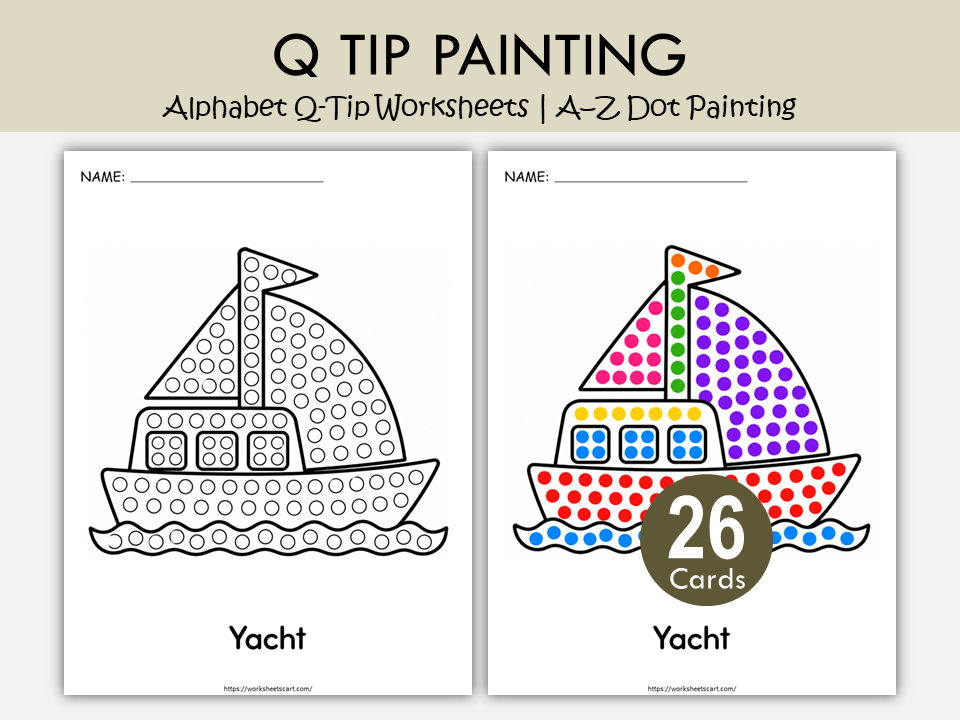 Alphabet Q Tip Painting Worksheets A-Z | Dot Painting Activity for Preschool & Kindergarten, WWF567