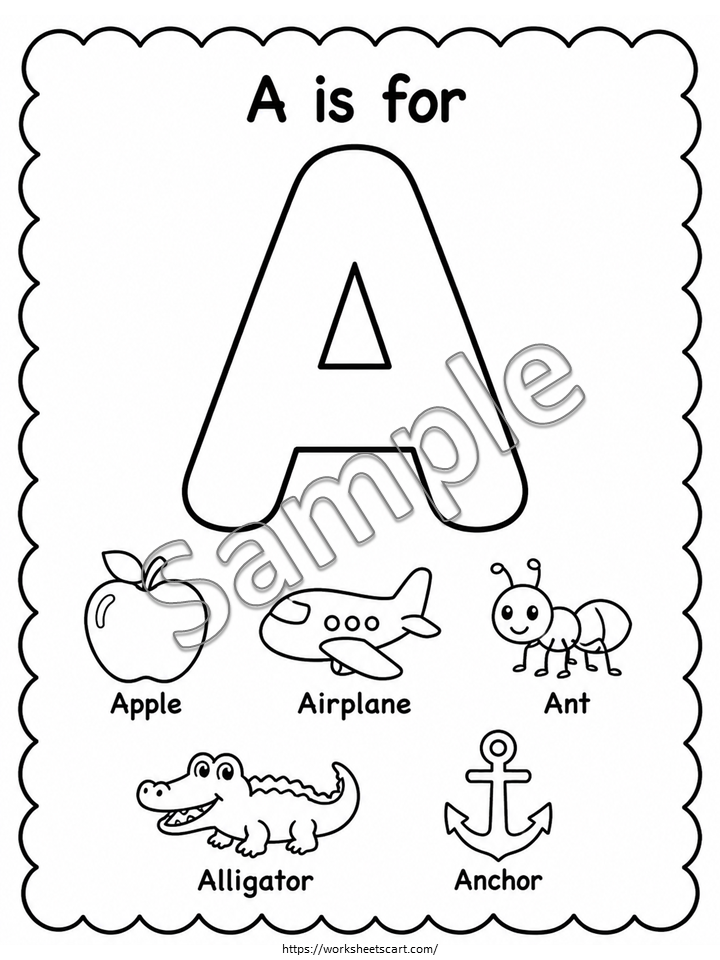 Alphabet Coloring Worksheets A-Z | Beginning Sounds & ABC Printable for Preschool, WWF568