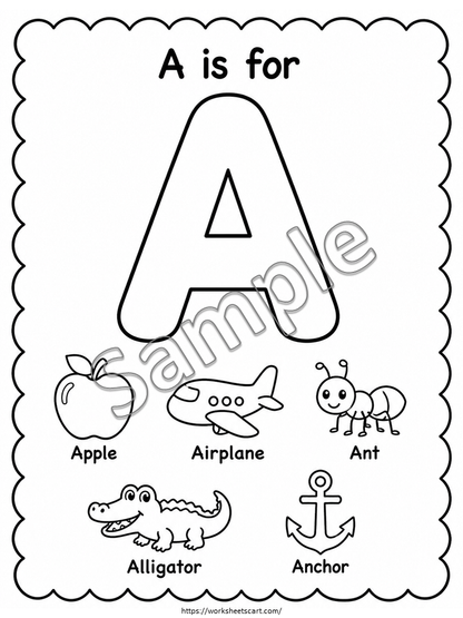 Alphabet Coloring Worksheets A-Z | Beginning Sounds & ABC Printable for Preschool, WWF568