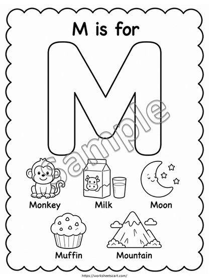 Alphabet Coloring Worksheets A-Z | Beginning Sounds & ABC Printable for Preschool, WWF568
