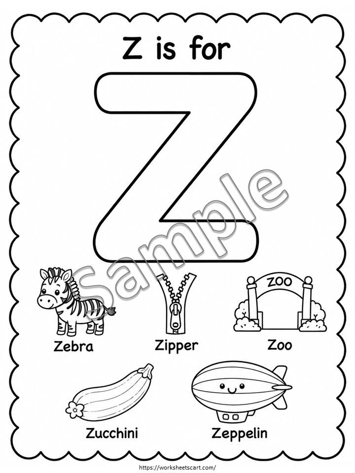 Alphabet Coloring Worksheets A-Z | Beginning Sounds & ABC Printable for Preschool, WWF568