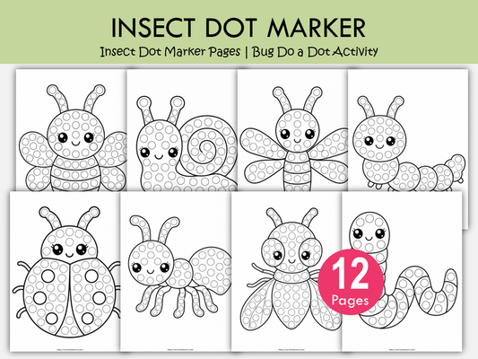 Insect Dot Marker Pages Printable PDF | Bug Do a Dot Activity for Preschool & Toddlers, WWF569