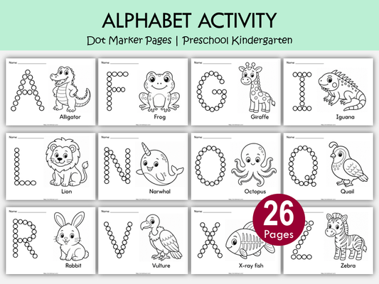 Alphabet Dot Marker Worksheets A-Z | Letter Recognition & Coloring Activities for Preschool, WWF571
