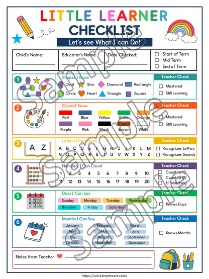 Preschool Readiness Checklist Printable – Kindergarten Assessment, WWF573
