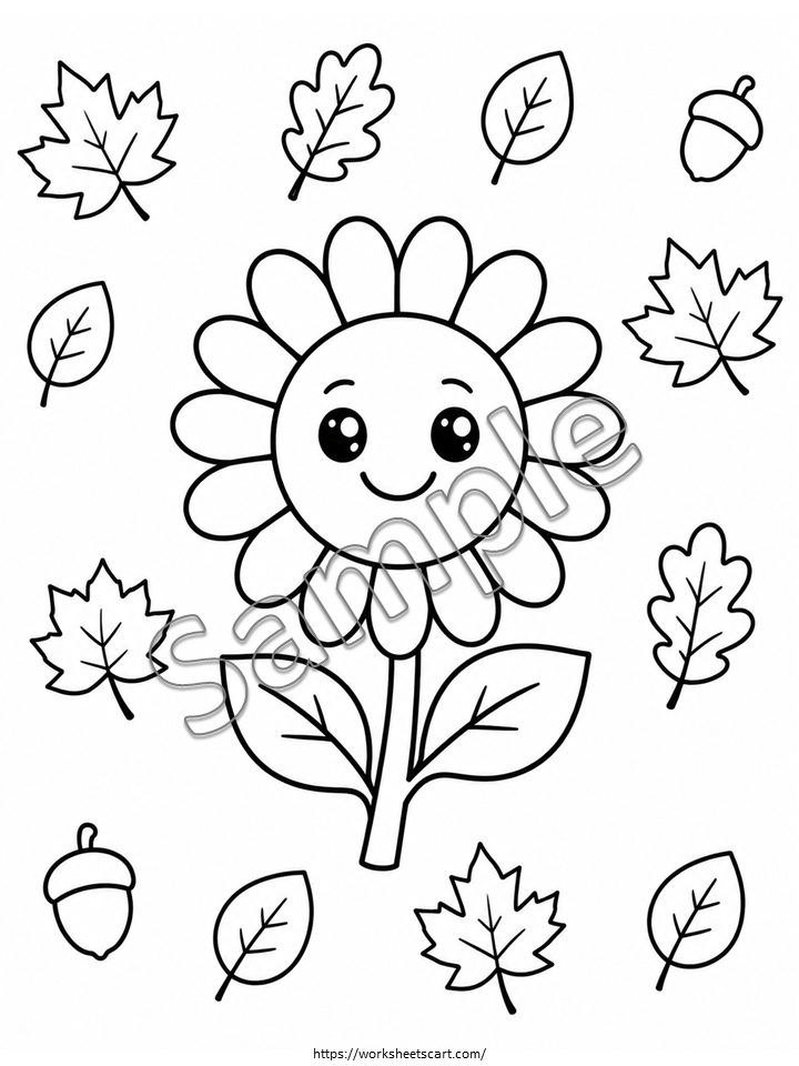 80 Fall Coloring Pages for Kids | Printable Autumn Coloring Book, WWF574