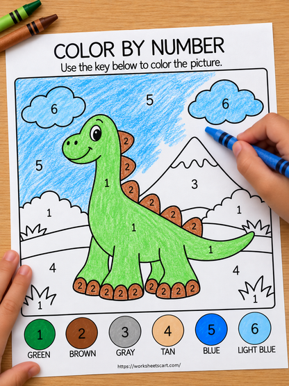 Color by Number Worksheets for Kids | 50 Printable Preschool Activities, WWF575
