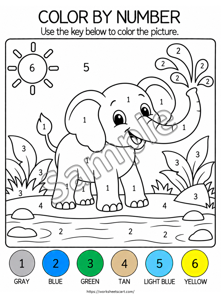 Color by Number Worksheets for Kids | 50 Printable Preschool Activities, WWF575