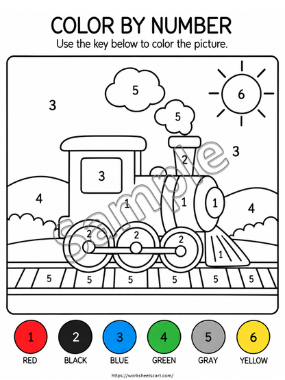 Color by Number Worksheets for Kids | 50 Printable Preschool Activities, WWF575