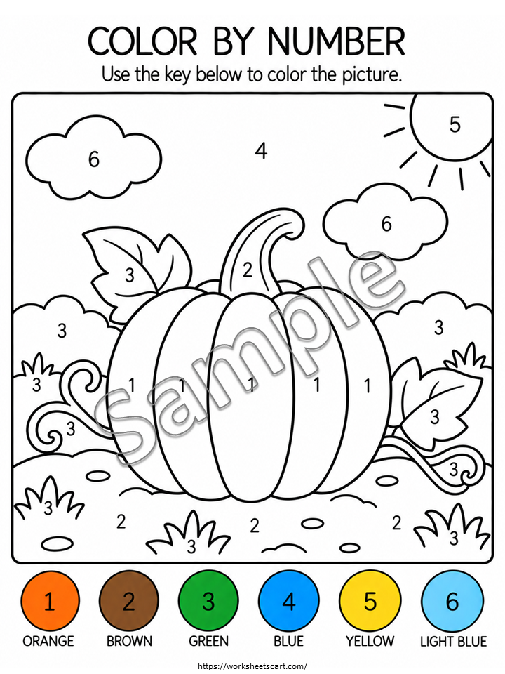 Color by Number Worksheets for Kids | 50 Printable Preschool Activities, WWF575