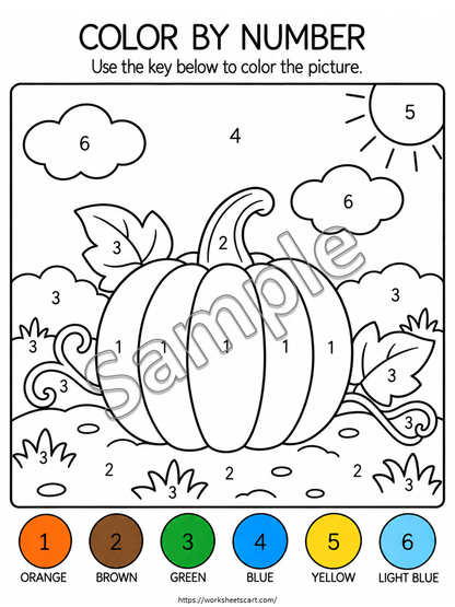 Color by Number Worksheets for Kids | 50 Printable Preschool Activities, WWF575