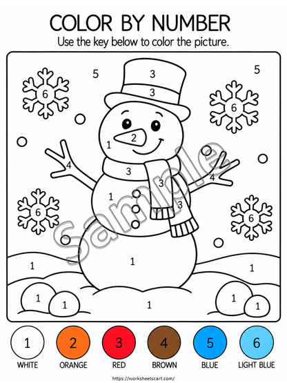 Color by Number Worksheets for Kids | 50 Printable Preschool Activities, WWF575