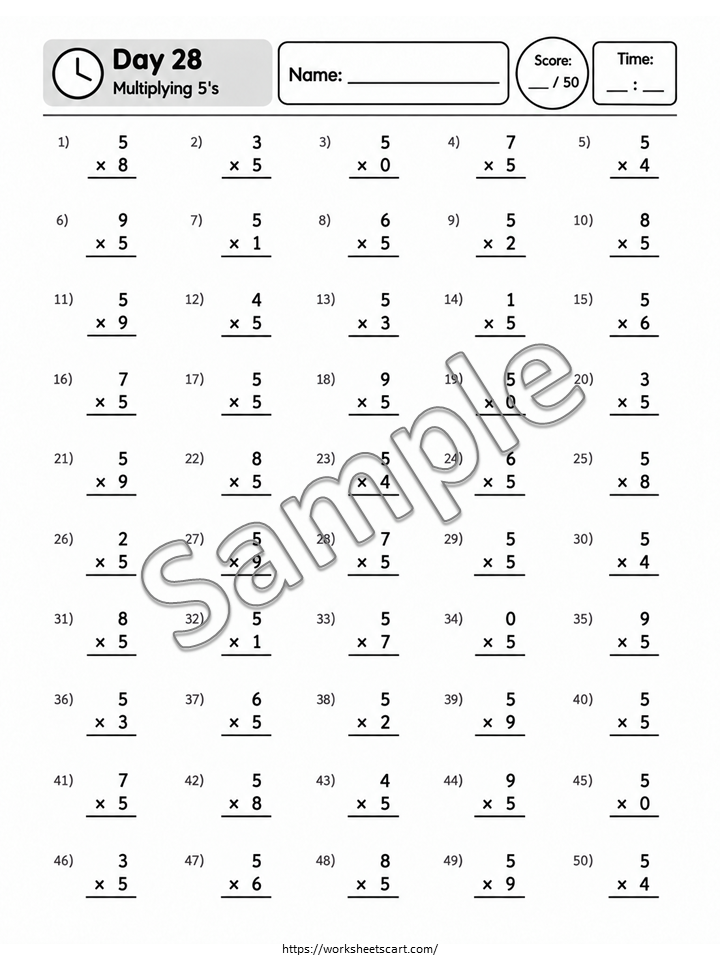100 Multiplication Worksheets – Times Tables Practice & Math Drills, WWF583