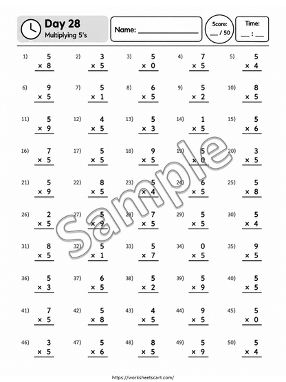 100 Multiplication Worksheets – Times Tables Practice & Math Drills, WWF583