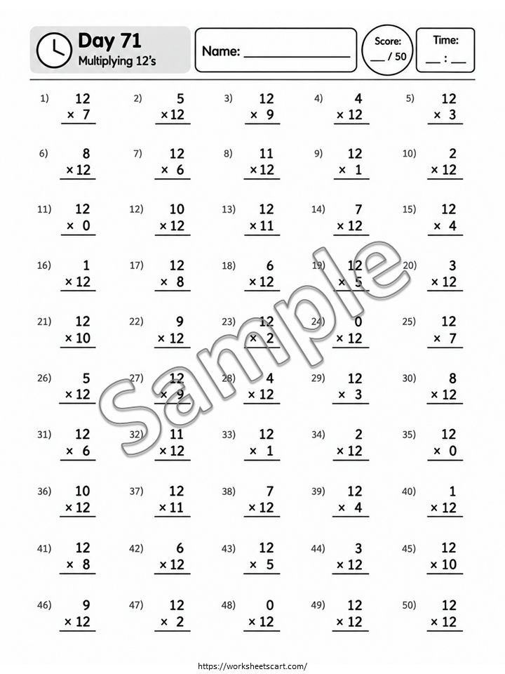100 Multiplication Worksheets – Times Tables Practice & Math Drills, WWF583