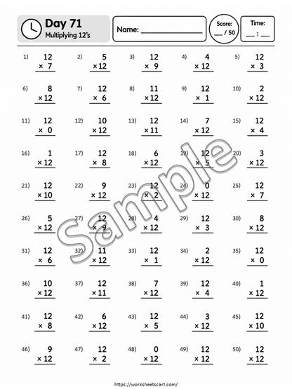 100 Multiplication Worksheets – Times Tables Practice & Math Drills, WWF583