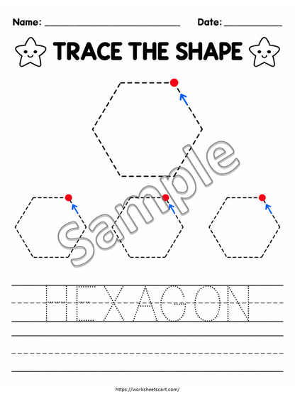 Shape Tracing Worksheets Printable | 14 Preschool & Kindergarten Pages, WWF589