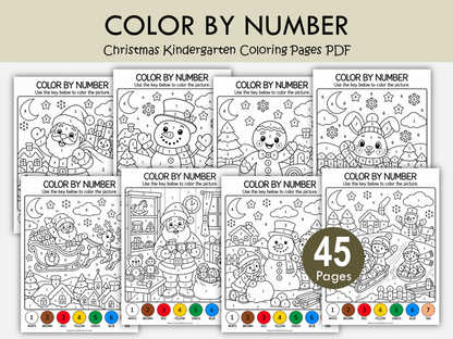 Christmas Color by Number Worksheets – 45 Printable Coloring Pages PDF, WWF590